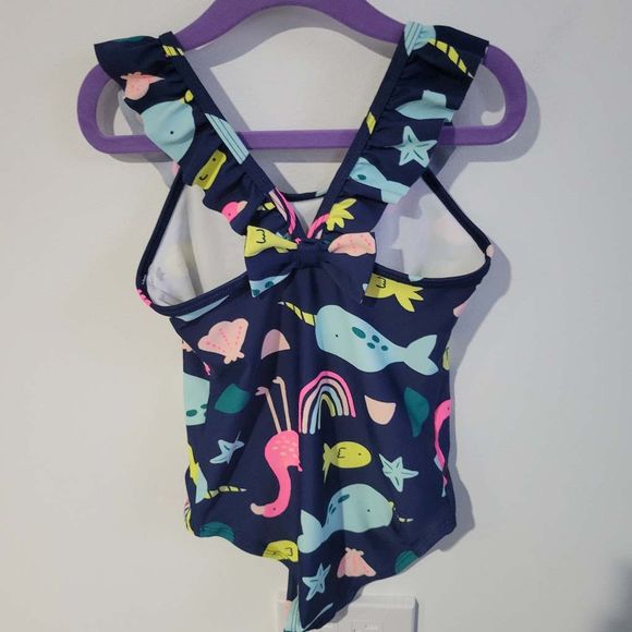 Just one you by Carter's One Piece Swimsuit Ruffle Strap Blue Size 5T - Picture 6 of 6